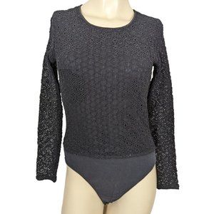 Vintage Ann Taylor‎ long sleeve lace black bodysuit size M
